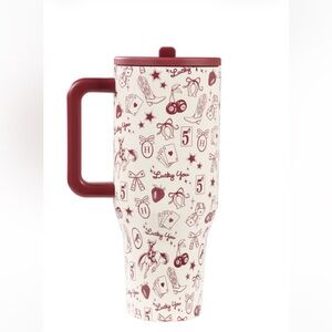 Special Edition Red Western Charm Hydro Flask White and Red Travel Mug